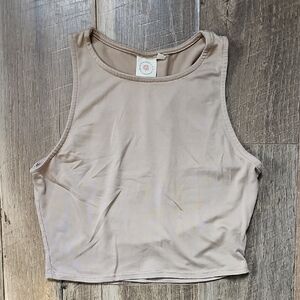 Elegant Tan Sleeveless Crop Top